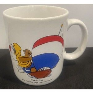 Vintage 1984 Los Angeles Olympic Coffee Mug Sam the Olympic Eagle "Yacht…